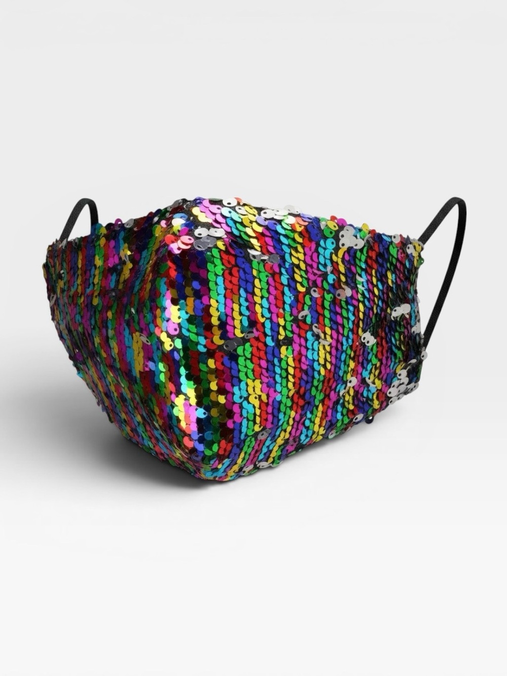 Rainbow Sequin Face Mask Pride Festival Disco Rave NWT